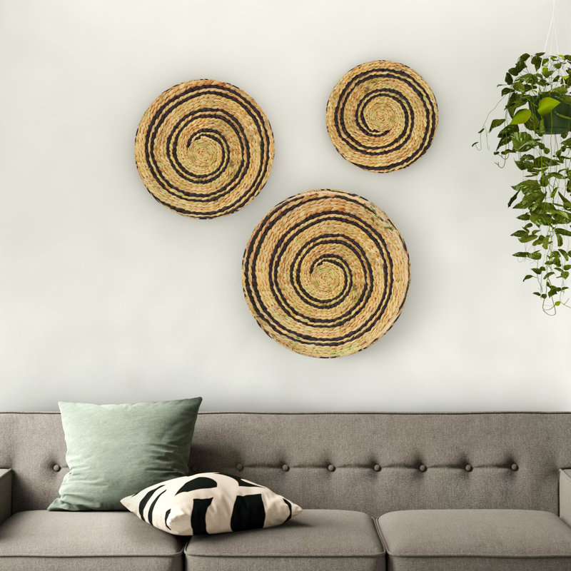 AllModern 3 Piece Spiral Circular Wicker Tray Wall Décor Set & Reviews